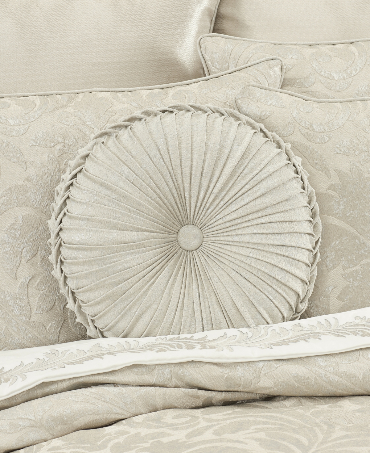 J Queen New York Celine Tufted Round Decorative Pillow, 15" x 15"