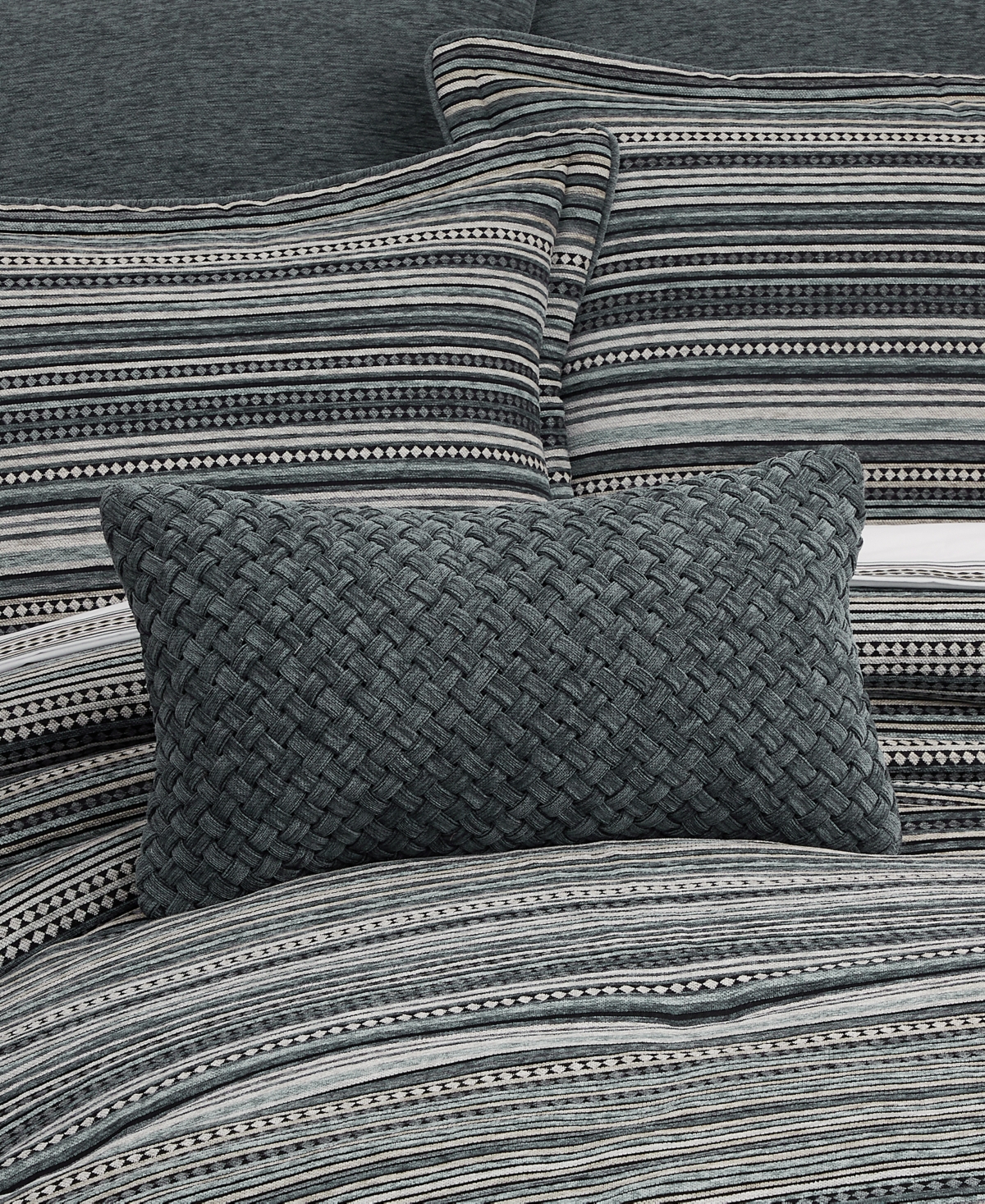 J Queen New York Parallel Woven Chenille Boudoir Decorative Pillow, 12" x 21"