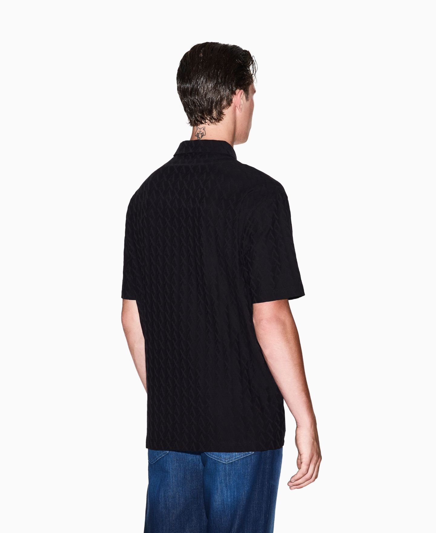 Мужское поло A|X Armani Exchange Short Sleeve Mercerized Cotton Jacquard Polo Shirt, цвет: Чёрный — фото 2