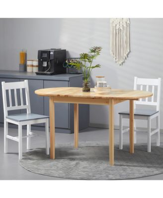 55" Wood Kitchen Table, Drop Leaf Tables for Small Spaces, Natural