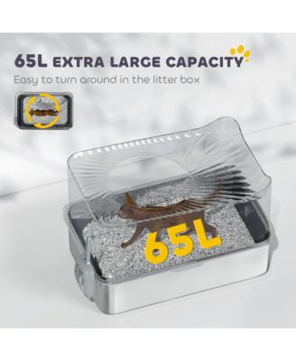 Stainless Steel Litter Box, Enclosed Litter Box with Scoop,