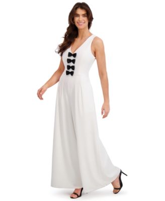 Women's V-Neck Pleated Wide-Leg Jumpsuit