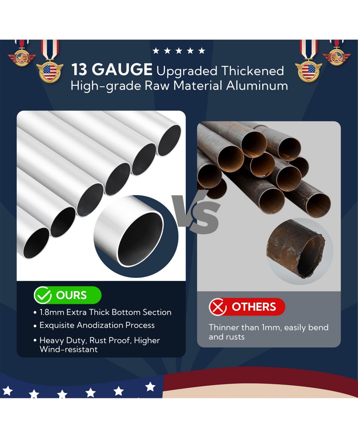 Yescom Bravery 30ft 13 Gauge Sectional Flag Pole Kit Aluminum for Outside House