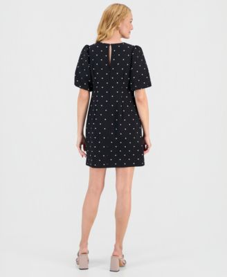 Women's Bow-Front Puffed-Sleeve Dress