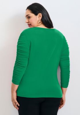 Women's Naomi V Neck Gathered Sleeve Top