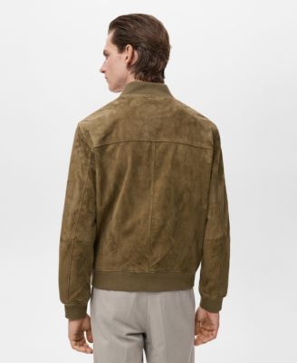 Men's Suede Leather Bomber Jacket