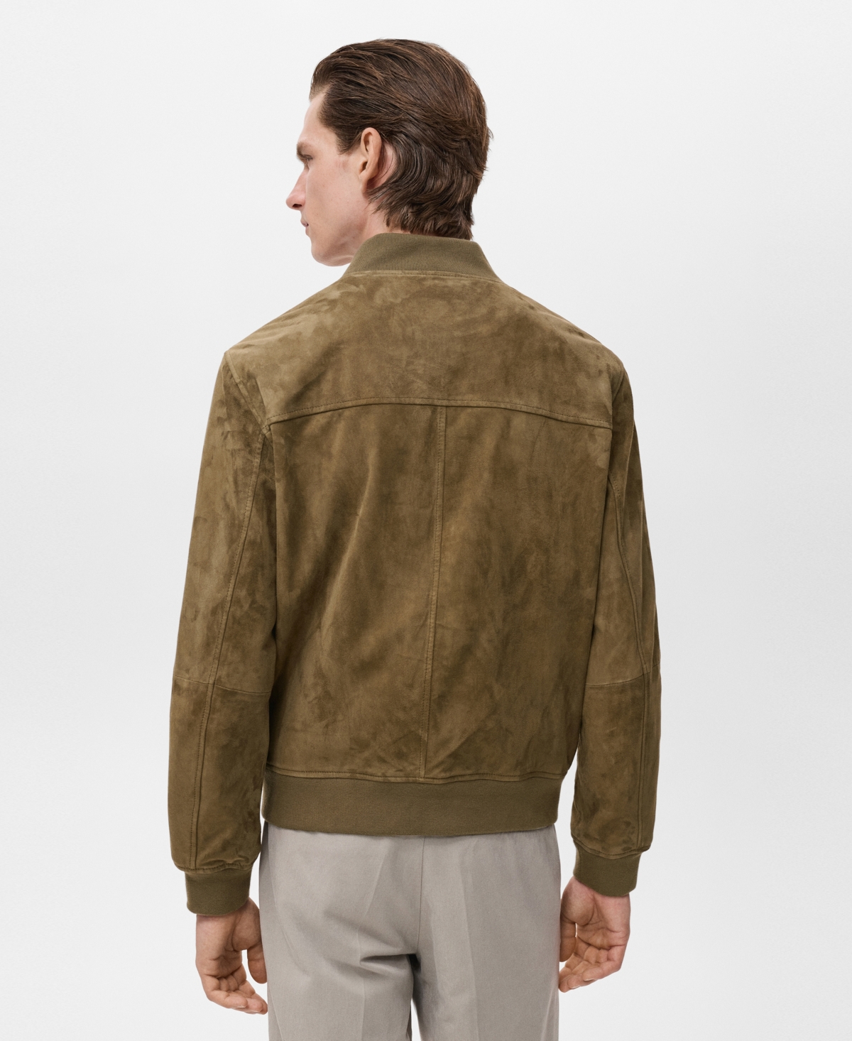 Mango Men's Suede Leather Bomber Jacket