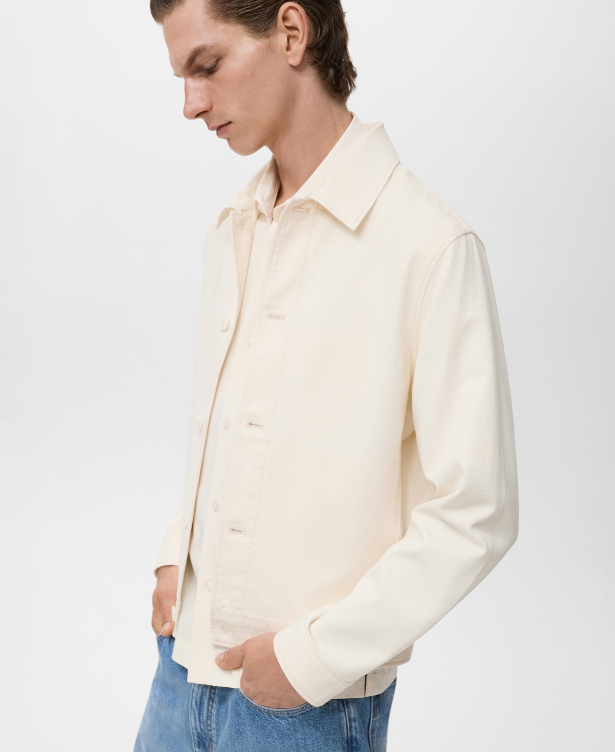 Mango Men's Buttons Straight Cotton Jacket