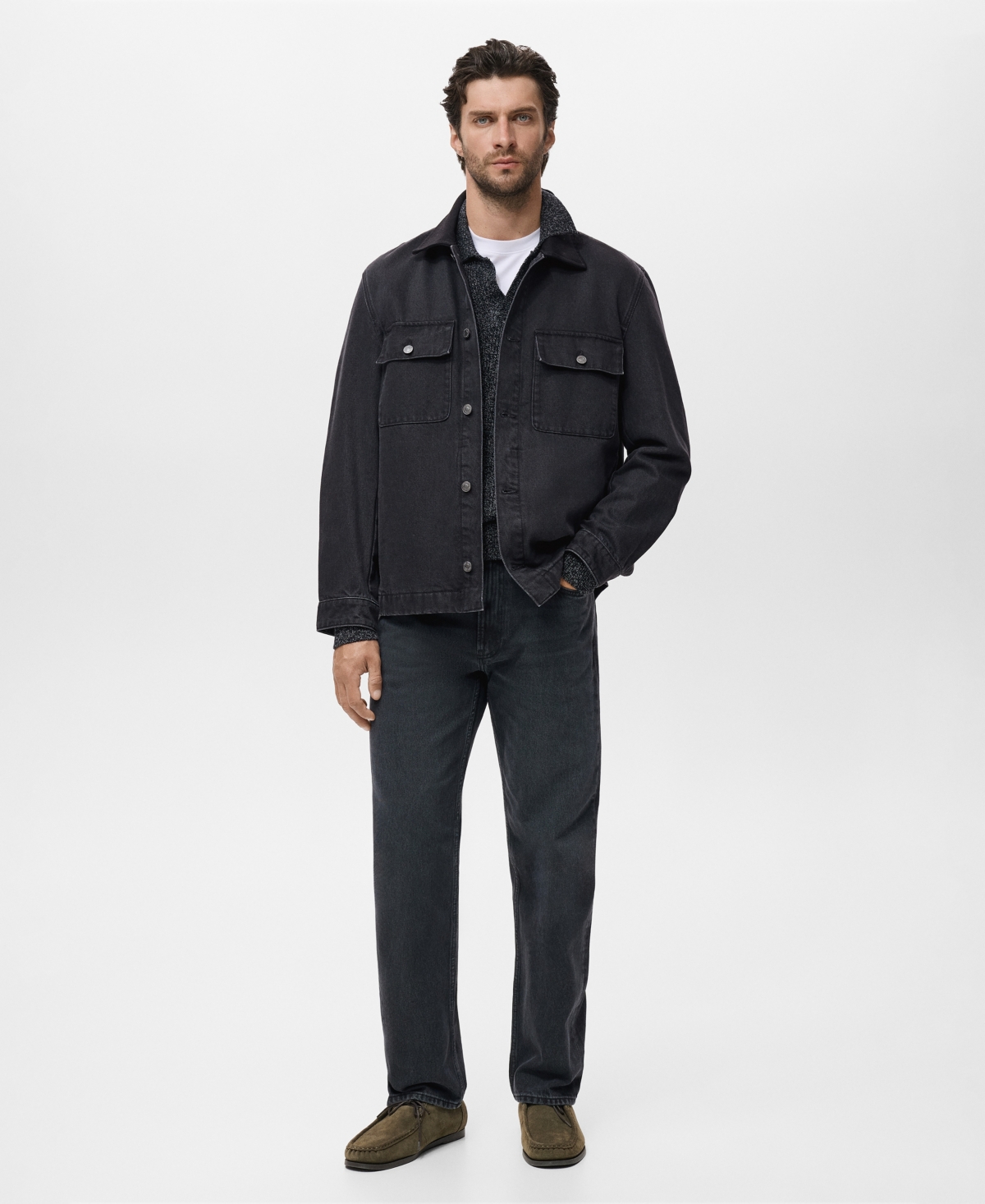Mango Men's Denim Pockets Jacket In Black