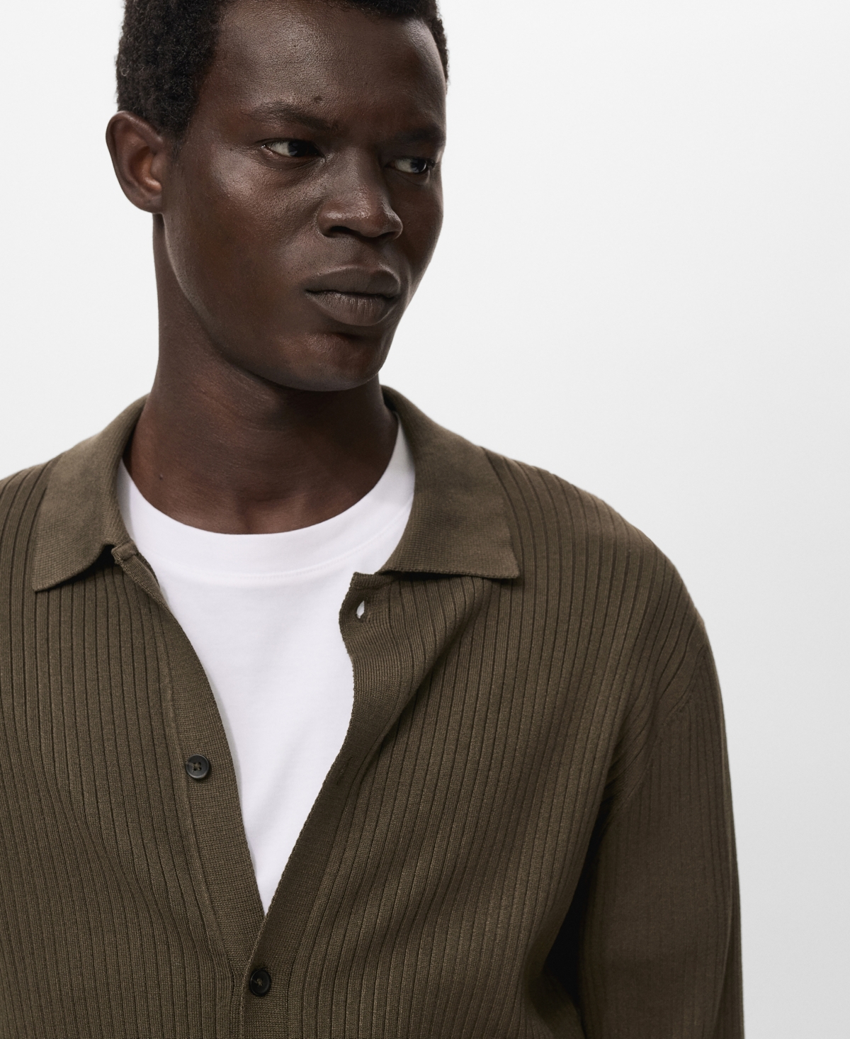 Mango Men's Ribbed Knit Cardigan