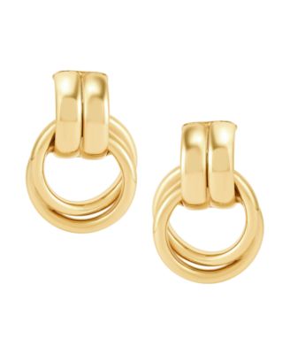 Polished Doorknocker Stud Drop Earrings in 18k Yellow Gold-Plated Sterling Silver