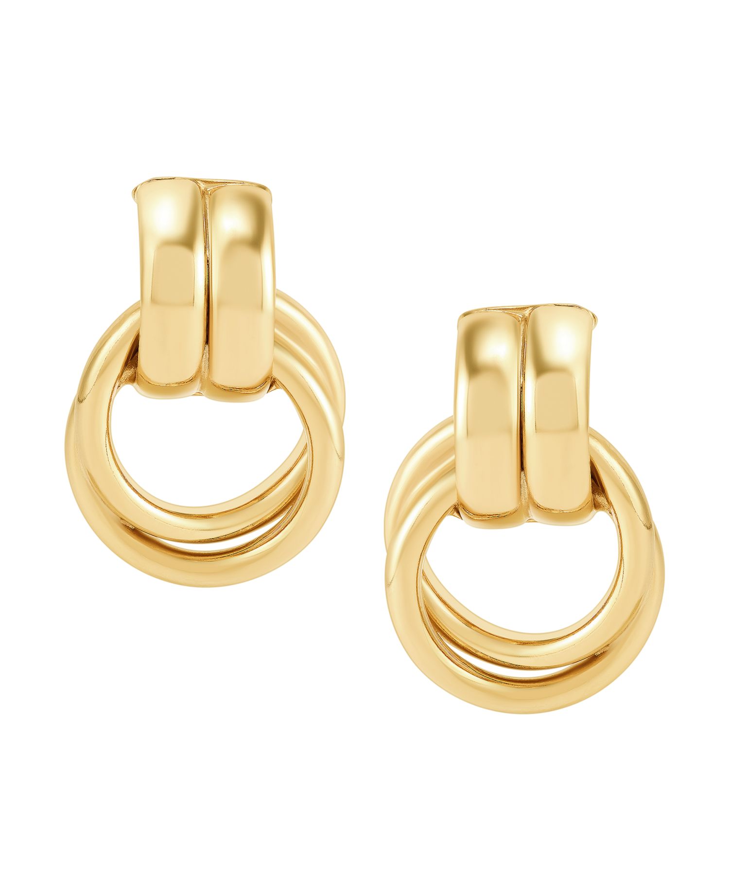 Polished Doorknocker Stud Drop Earrings in 18k Yellow Gold-Plated Sterling Silver