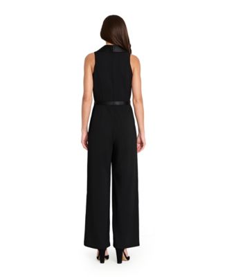 Women&#39;s Halter Sleeveless Tuxedo Jumpsuit