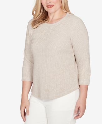 Women's Petite Vienna Asymmetrical Floral Soutache Top