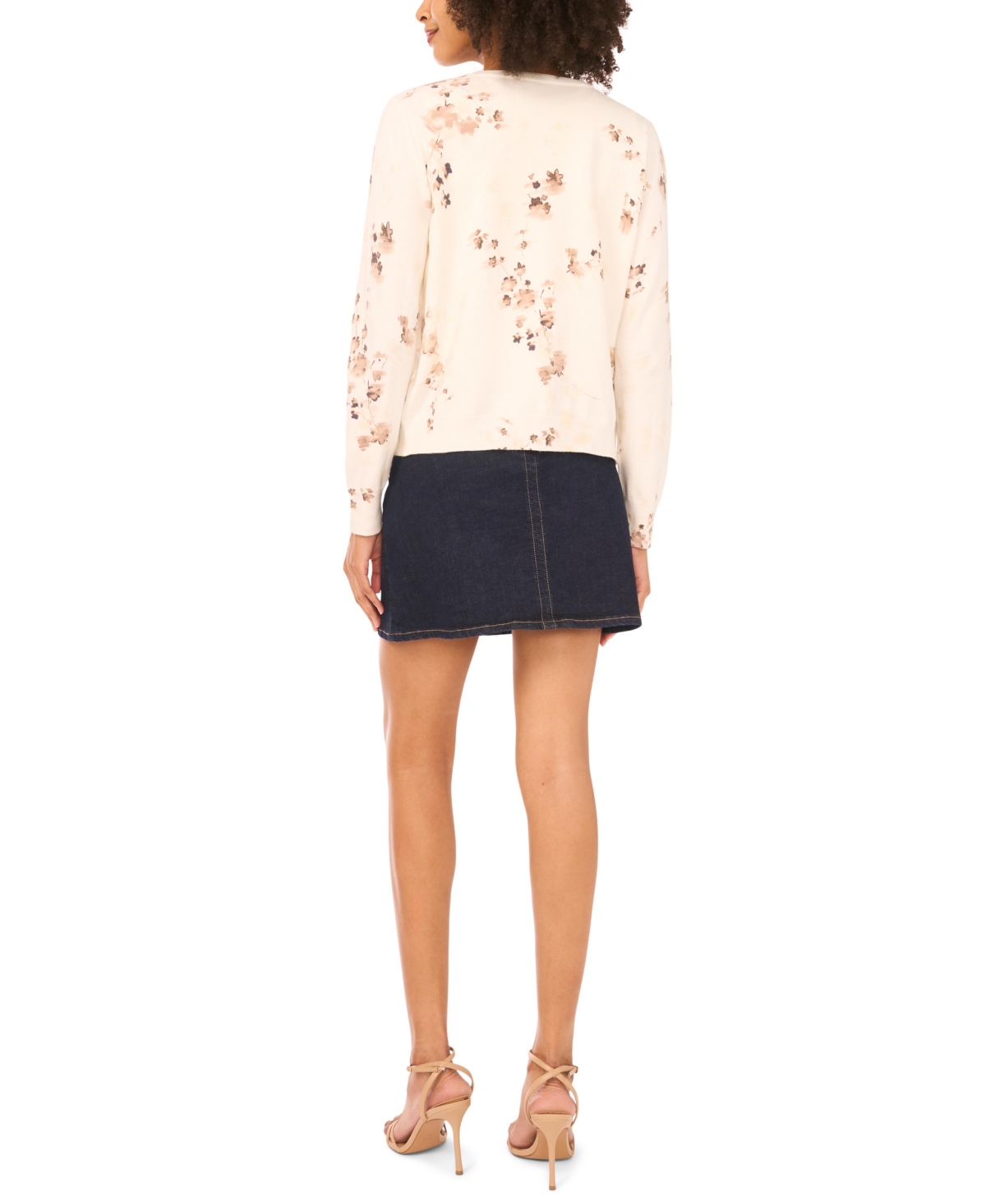 Vince Camuto Women's Floral Print Long-sleeve Cardigan In Neutral