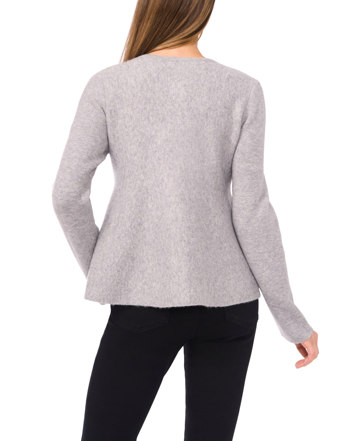 CeCe Women's Crewneck Peplum Cardigan