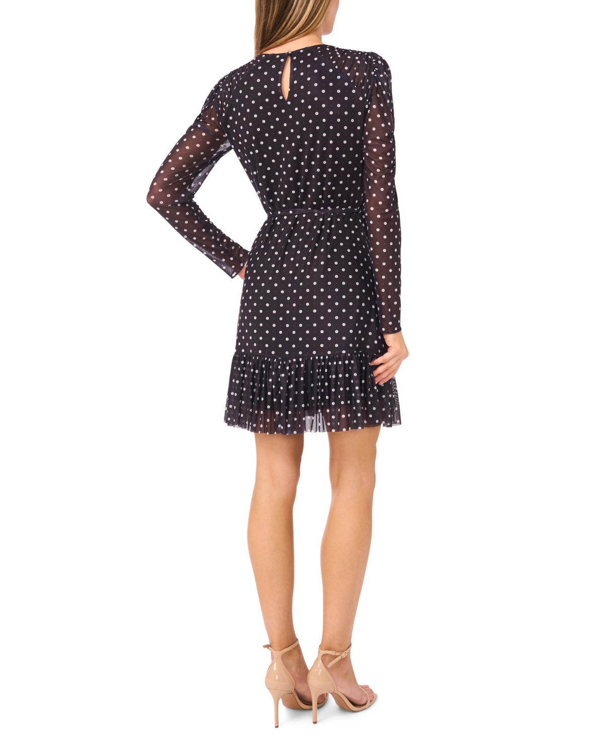 Cece Women's Waist Tie With Ruffle Hem Mini Dress In Black