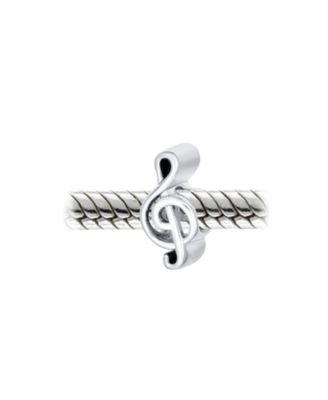 Set of 2 Grand Piano & G Clef Musician Charm Bead Oxidized Sterling Silver