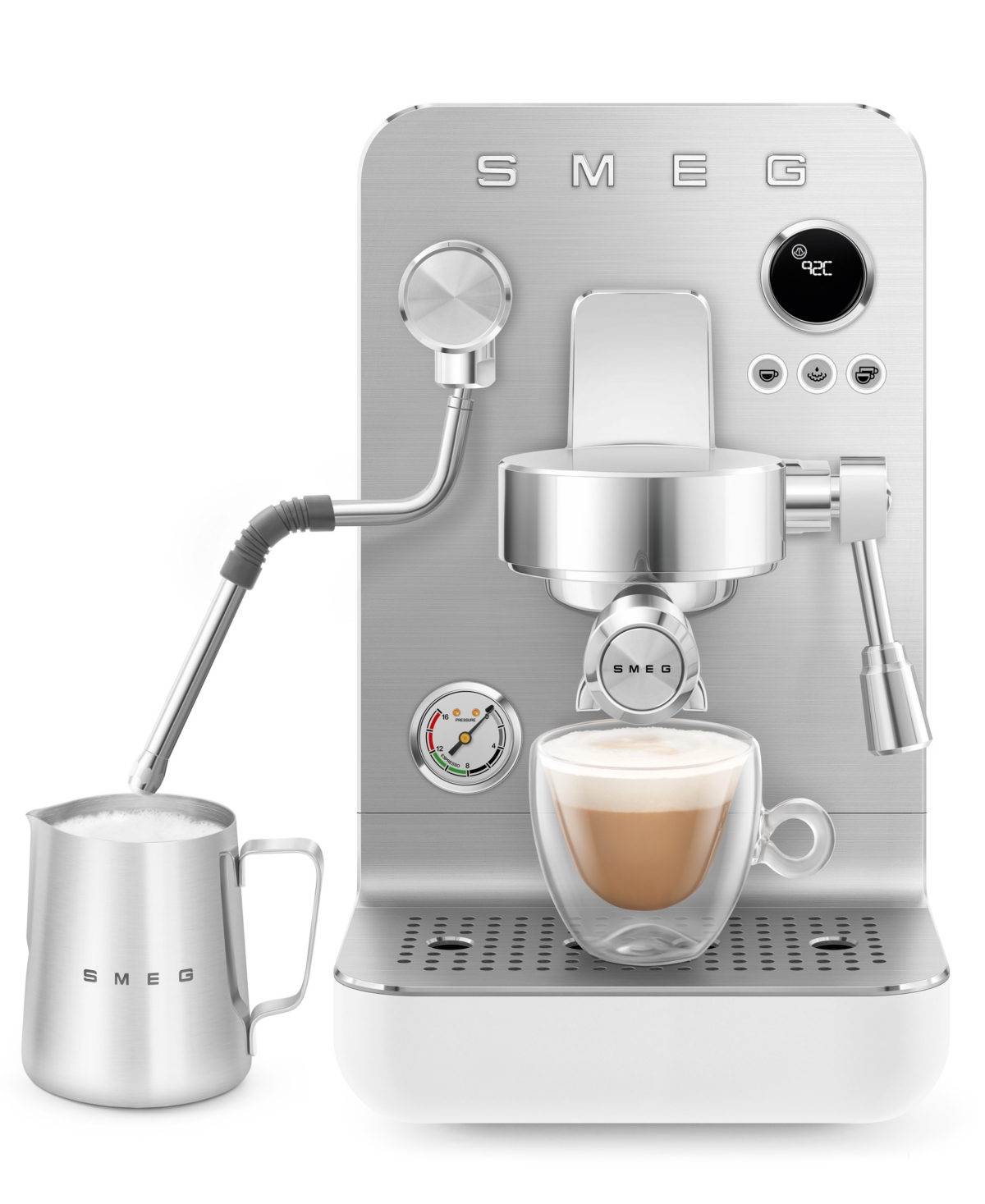 Smeg Contemporary Aesthetic Espresso Machine In Silver