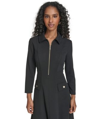 Women's Zip-Front Fit and Flare Dress