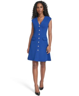 Women's V-Neck Fit and Flare Dress