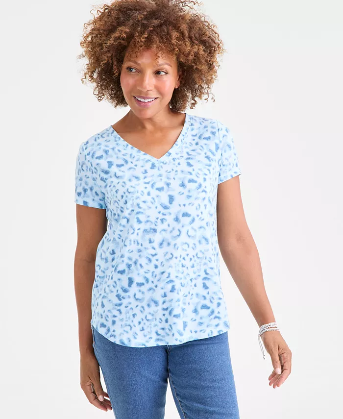 Women's Printed Short-Sleeve V-Neck T-Shirt