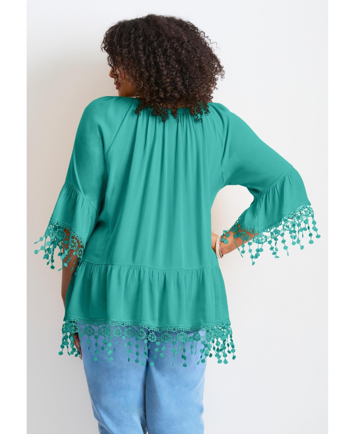 Avenue Women's Crochet Fringe Trim Tunic
