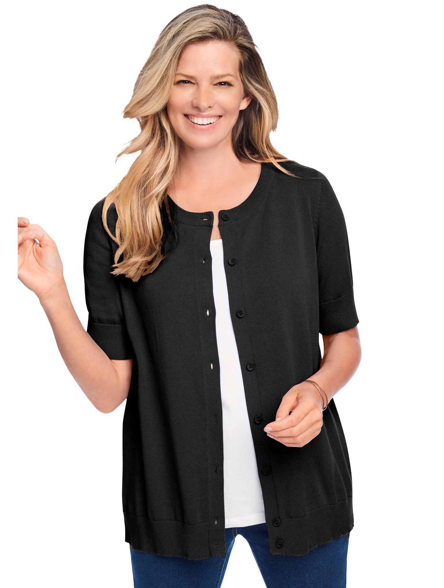 Women's Within Perfect Elbow Length Sleeve Cardigan Sweater