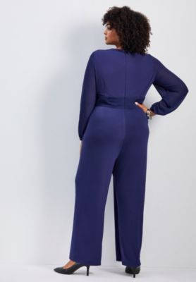 AVENUE Women's Luxe Drape Chiffon Overlay Jumpsuit Macy's