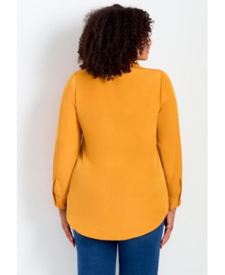 Women's Pleated Button Down Shirt