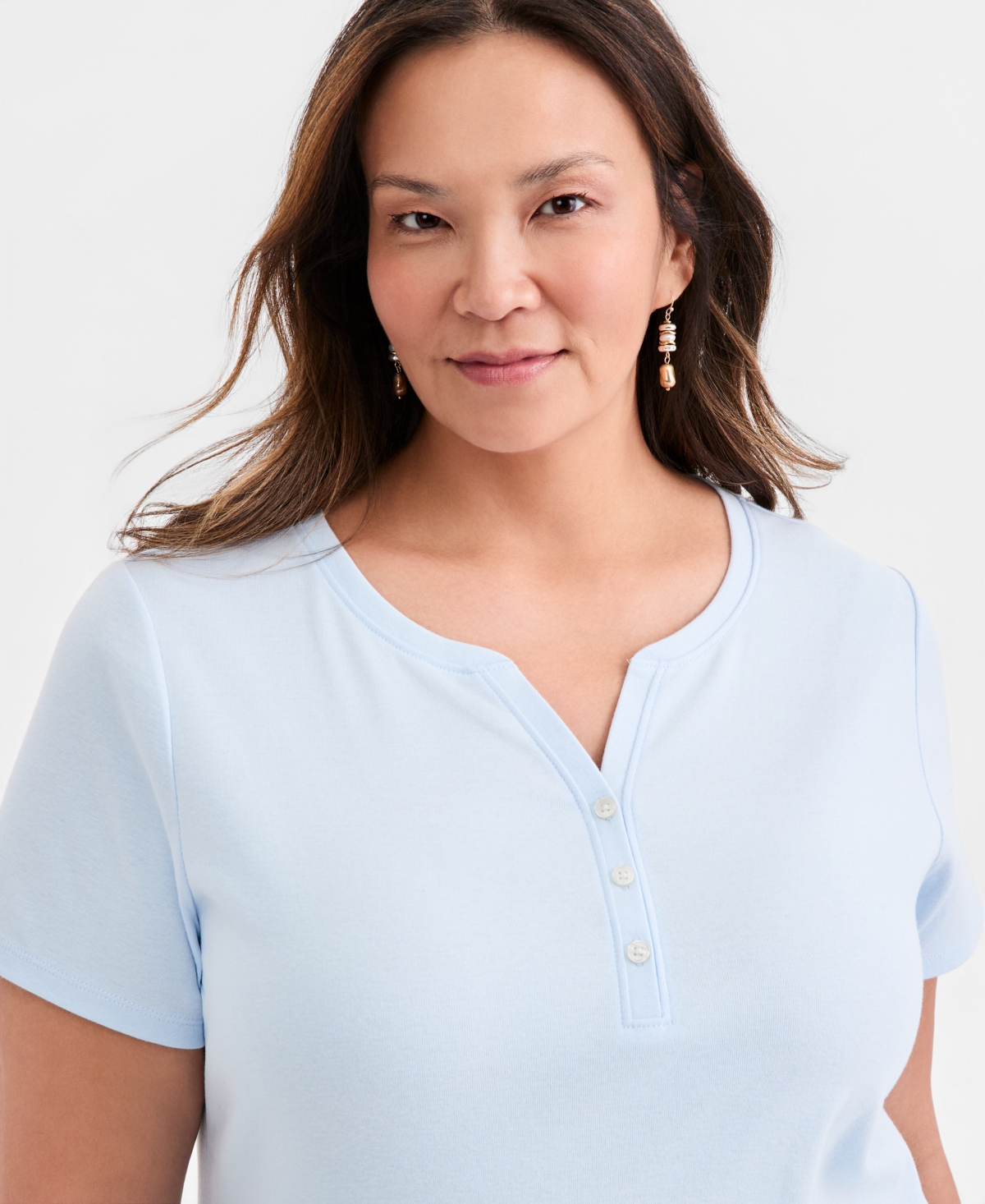Style & Co Plus Short-Sleeve Henley Top, Exclusively at Macy's
