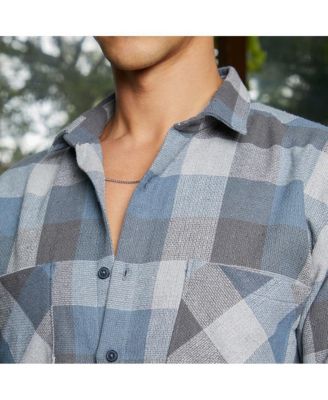Men's Icy Blue & Ash Grey Checkered Utility Shacket