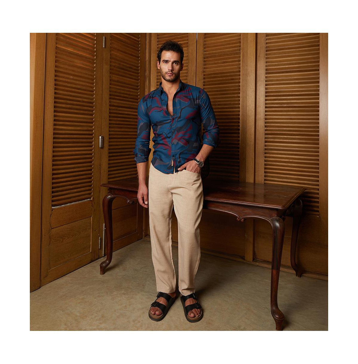 Campus Sutra Men's Midnight Blue Impressia Regular Shirt