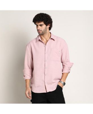 Men's Rose Pink Modular Solid Oversized Shirt