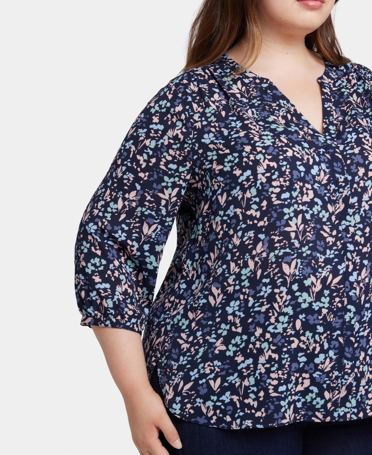 Nydj Plus Pintuck V-Neck Top