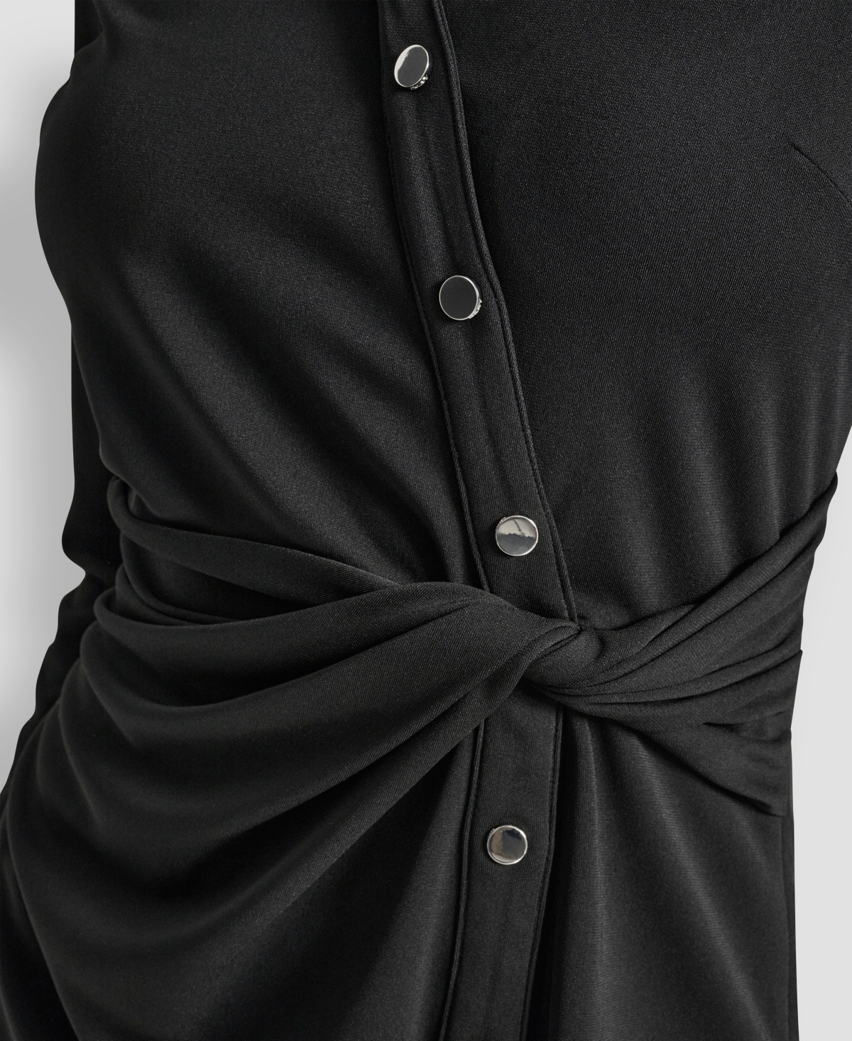 Dkny Women's Long Sleeve Asymmetrical Knot Button Front Sheath Dress