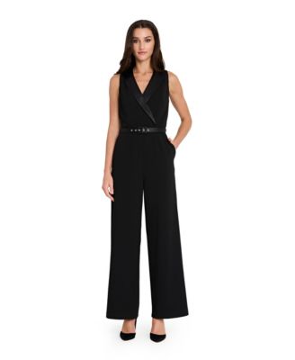 Petite Halter Tuxedo Jumpsuit
