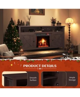 58" TV Stand with 18" Electric Fireplace - 5000 BTU, Remote Control & Overheat Protection