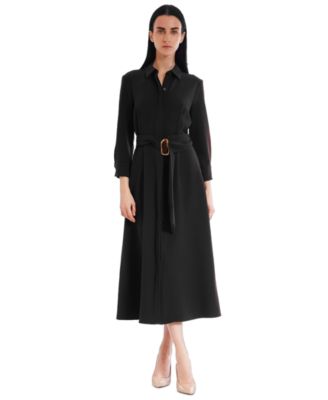 julia jordan - Women's Long-Sleeve Belted Shirtdress