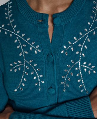 Women's Embellished Button-Front Cardigan