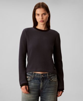 Calvin Klein Jeans - Women's Long-Sleeve Waffle Knit T-Shirt