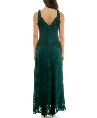 Women's Long Ruffle Detail Sleeveless Dress