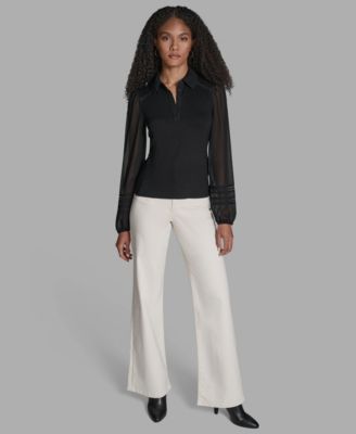 Women's Long-Sleeve Collared Neck Top