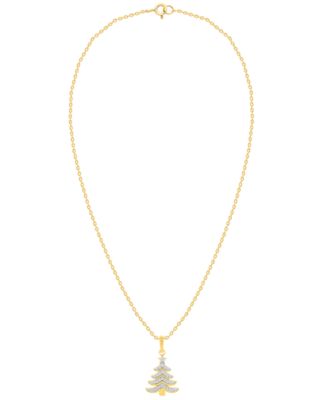 Diamond Pendant Necklace (1/8 ct. t.w.) in 14k Gold-Plated Sterling Silver and White Rhodium