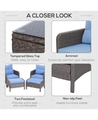 5-Piece Outdoor Rat Patio Set with Table,