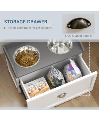 Large Elevated Dog Bowls with Storage Drawer Containing 21L Capacity, Raised  Pet Feeding Station with 2 Stainless Steel Bowls