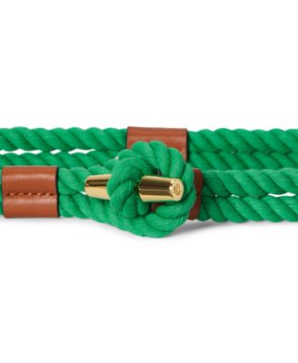 Women's Leather Trim Rope Toggle Skinny Belt