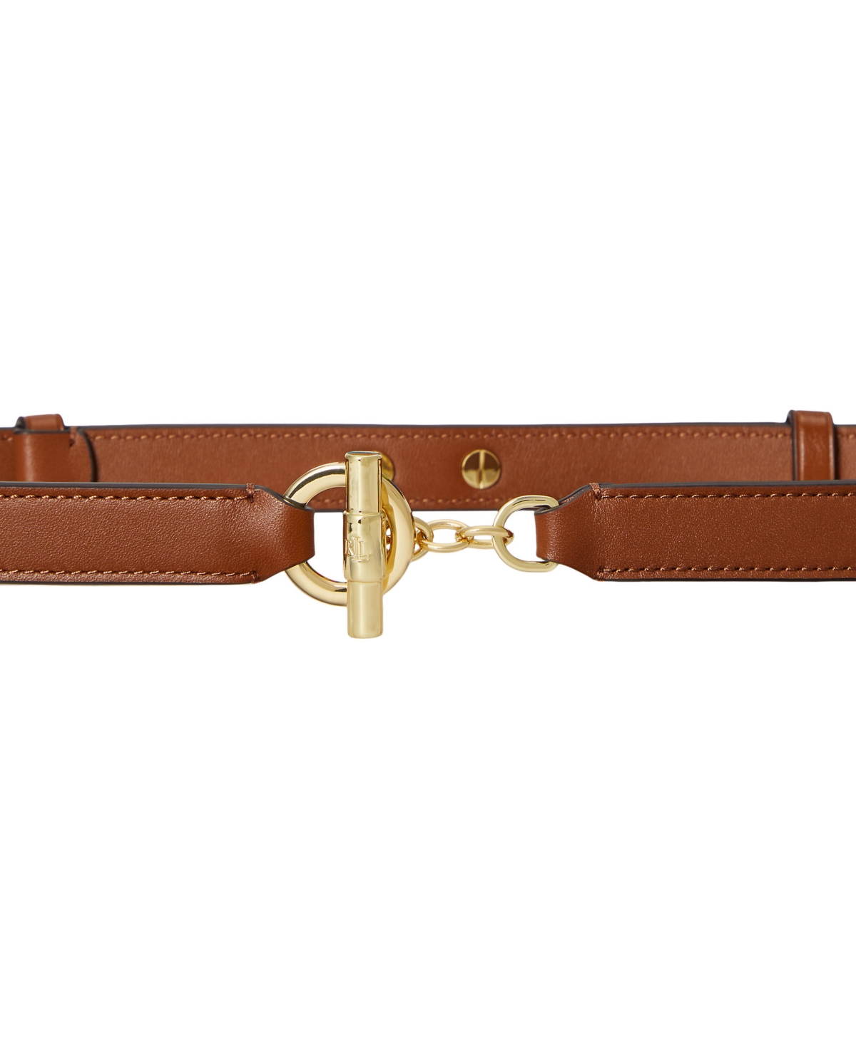 Ralph Lauren Women's Leather Toggle Skinny Belt In Brown