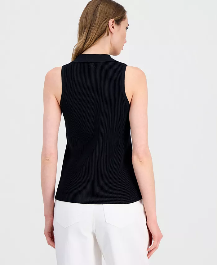 Women's Sleeveless Polo Sweater - thumbnail 6