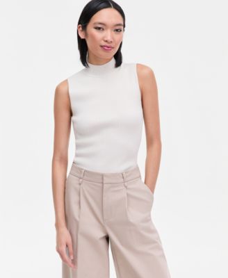 Women's Sleeveless Metallic Knit Mock-Neck Sweater, Macy's Exclusive